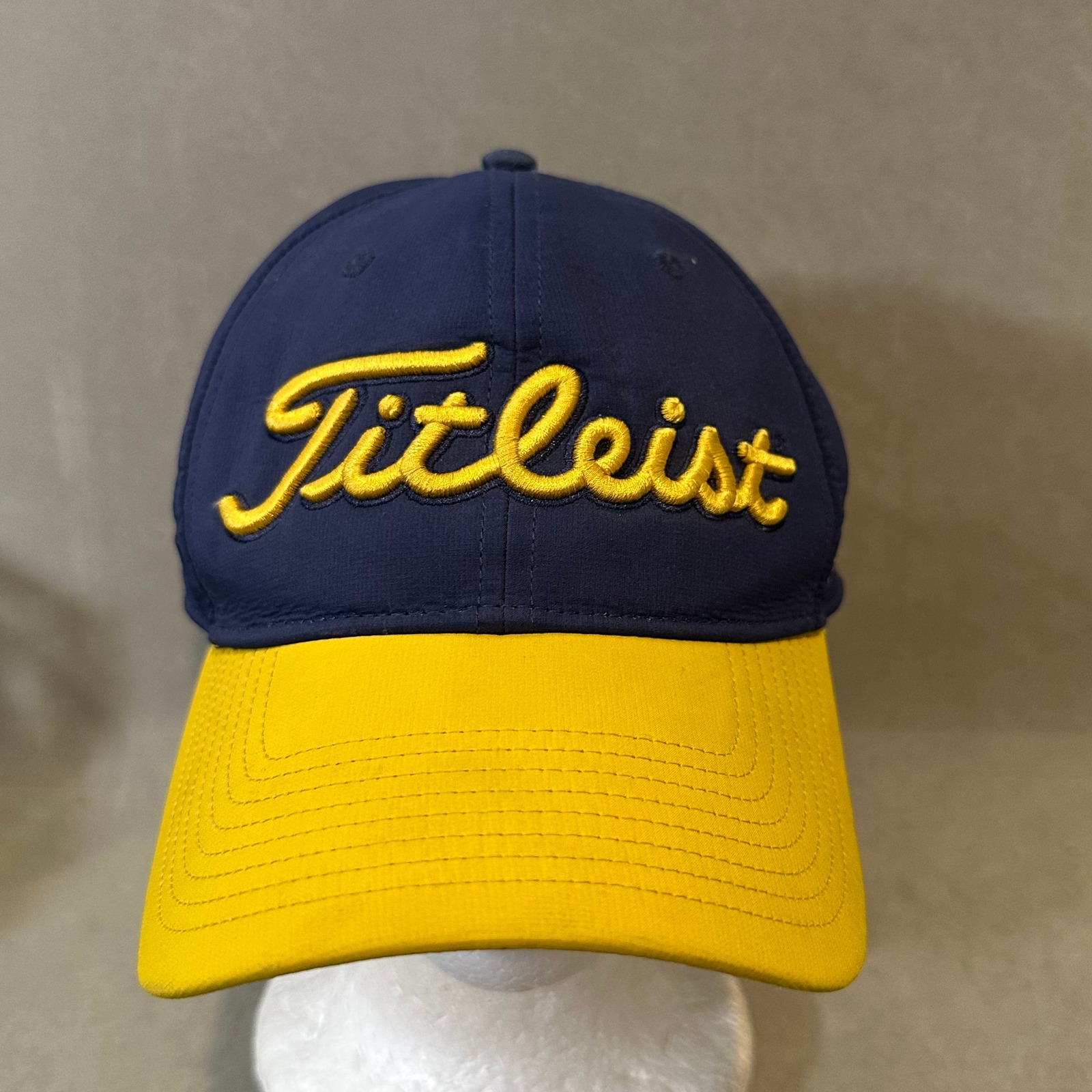 Titleist Golf Hat Navy Blue Yellow Adjustable Strapback Footjoy Pro V1 Cap